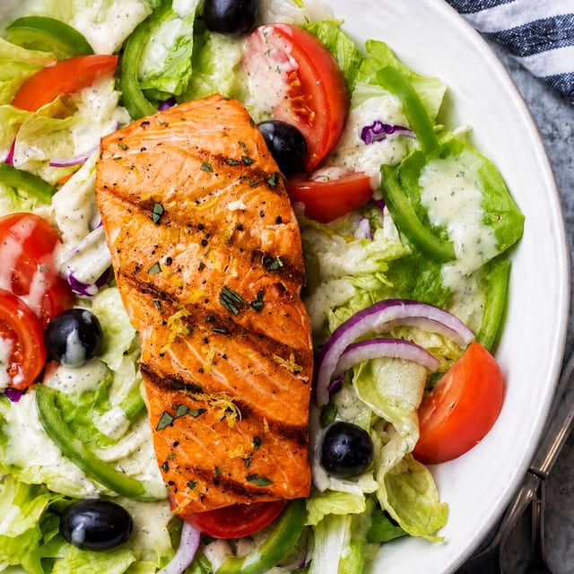 Grilled Salmon Salad.