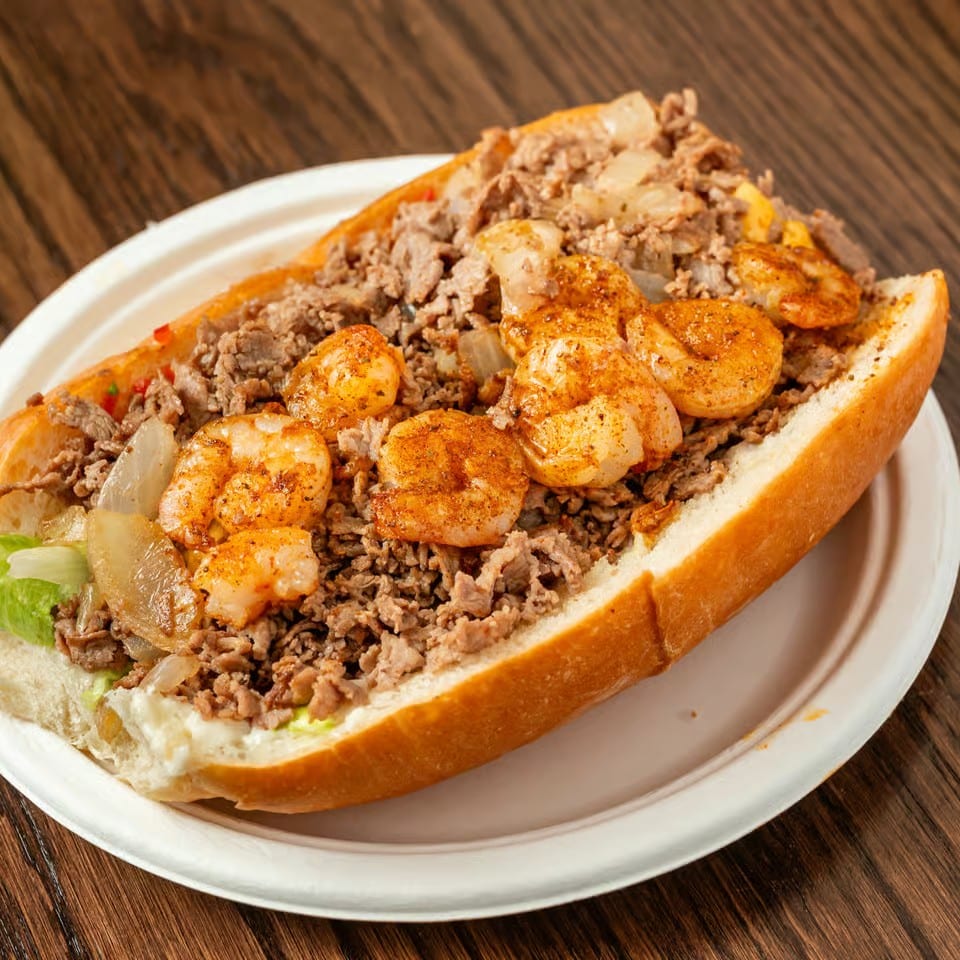 Shrimp Cheesesteak Sub.