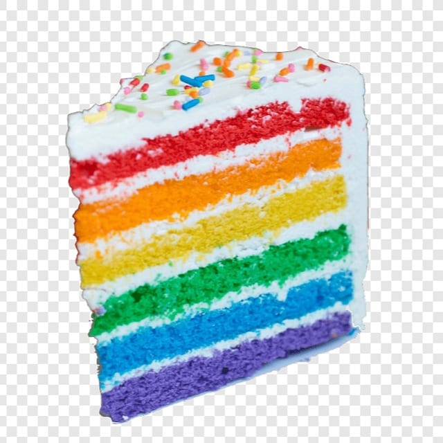 Slice of Rainbow Cake.
