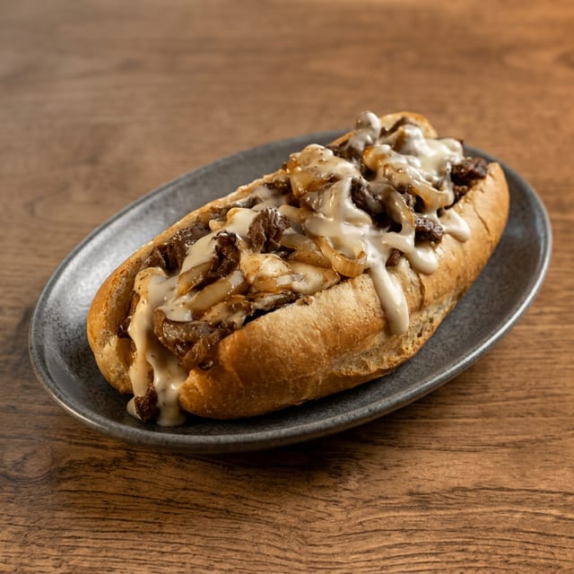 100% Ribeye Cooper Sharp Cheesesteak.