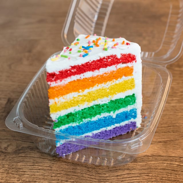Slice of Rainbow Cake.