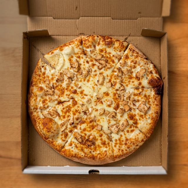 Alfredo Grilled Chicken White Pizza.